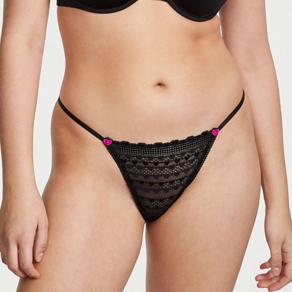 Victoria's Secret Stretch Cotton V-String Panty Black Medium NEW - Picture 1 of 7
